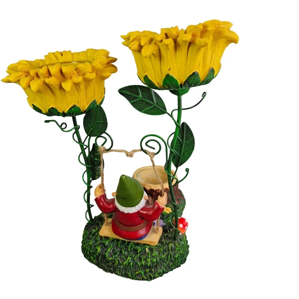 Yankee Candle‎ Gnome Swing Sunflower Tea Light Candle Holder Home Decor READ